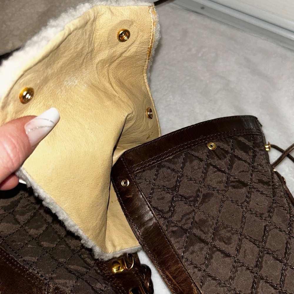Michael kors winter lace up  leather quilted boots with fur. Size 7 , brown - Picture 13 of 15